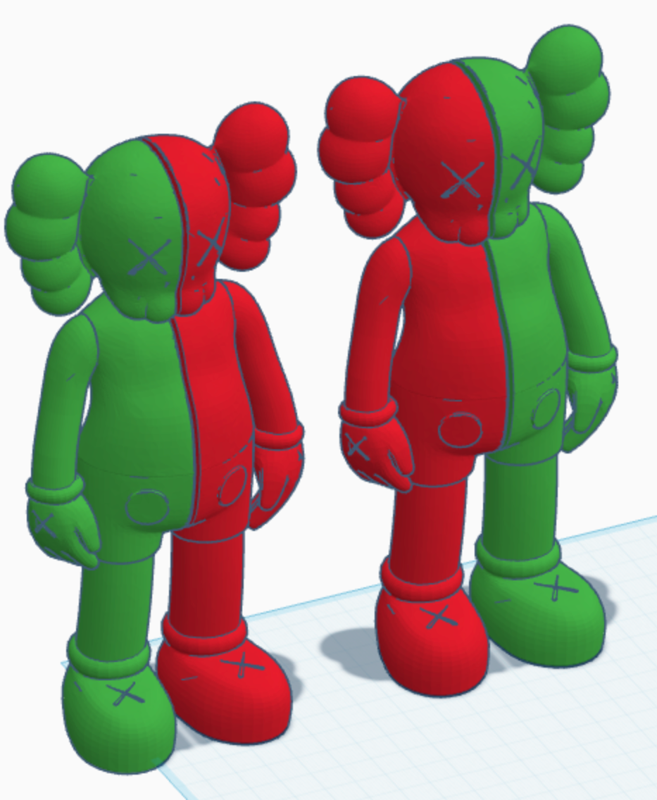 dual color combo kaws 3d printed