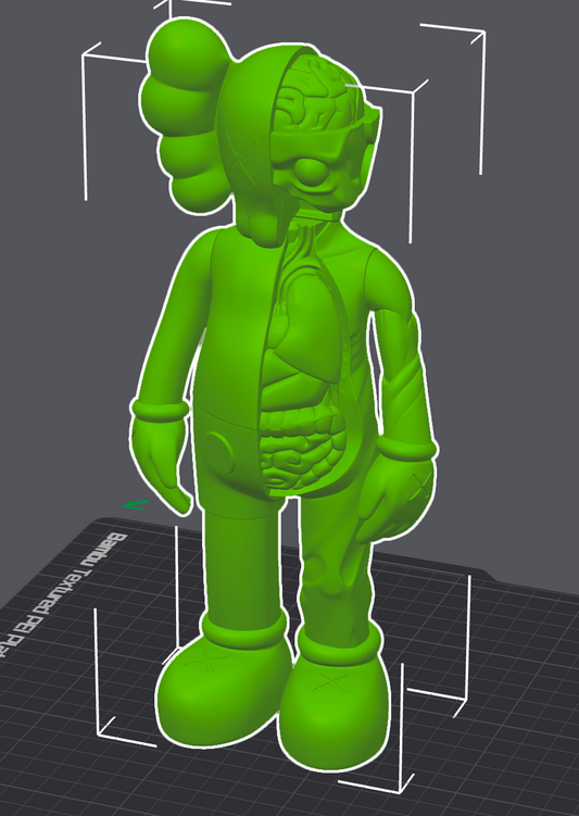 dissected  kaws 10in tall 3d printed
